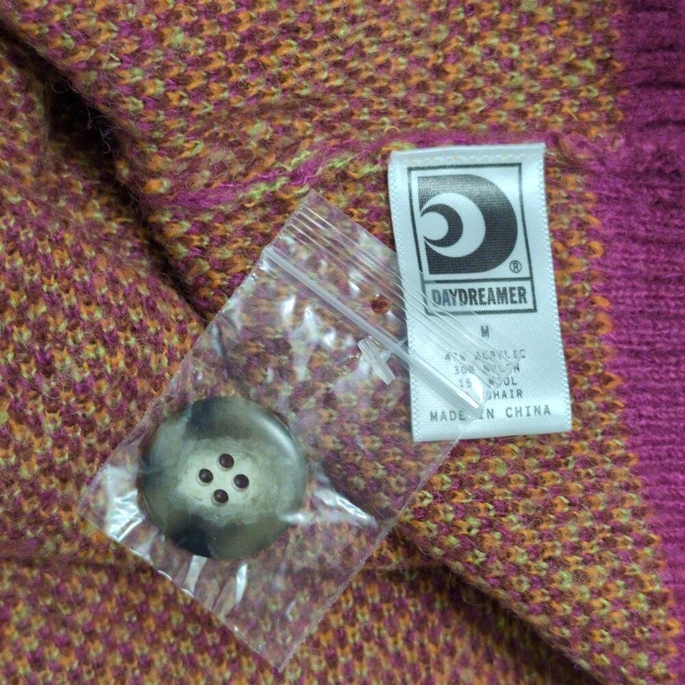 NWT Daydreamer Fuchsia Sunset Argyle Button V Neck Long Sleeve Cardigan M New - Picture 6 of 11